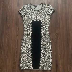 BCBG MaxAzria Black White Embroidered Dress